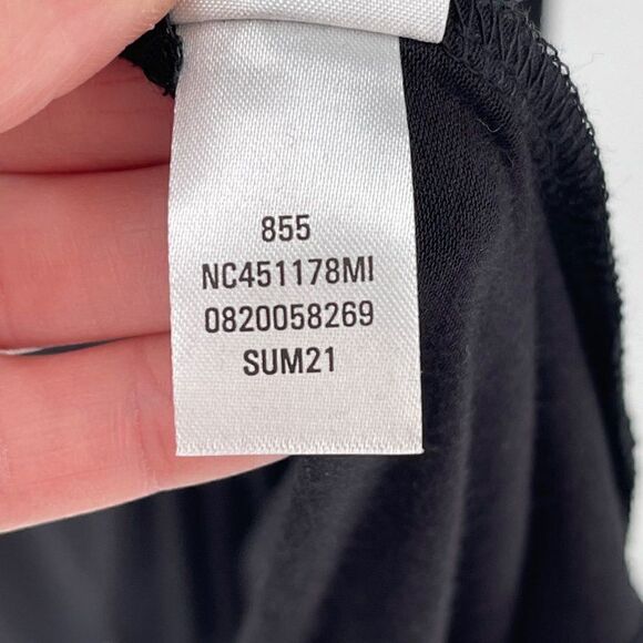 Nordstrom Drapey Sleeveless Handkerchief Hem Midi Sheath Dress Pockets Black XXS - Picture 11 of 11